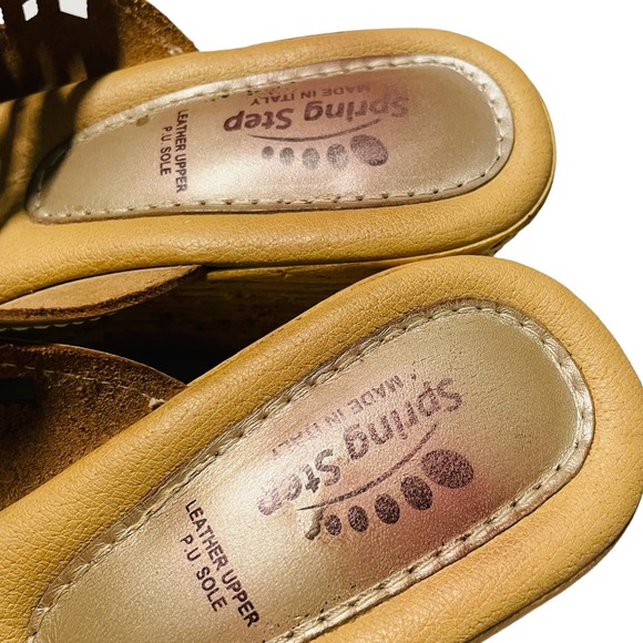 Spring Step Platform Wedge Laser Cut Sandals Women's Size EUR 39 US 8  Leather - Picture 4 of 6